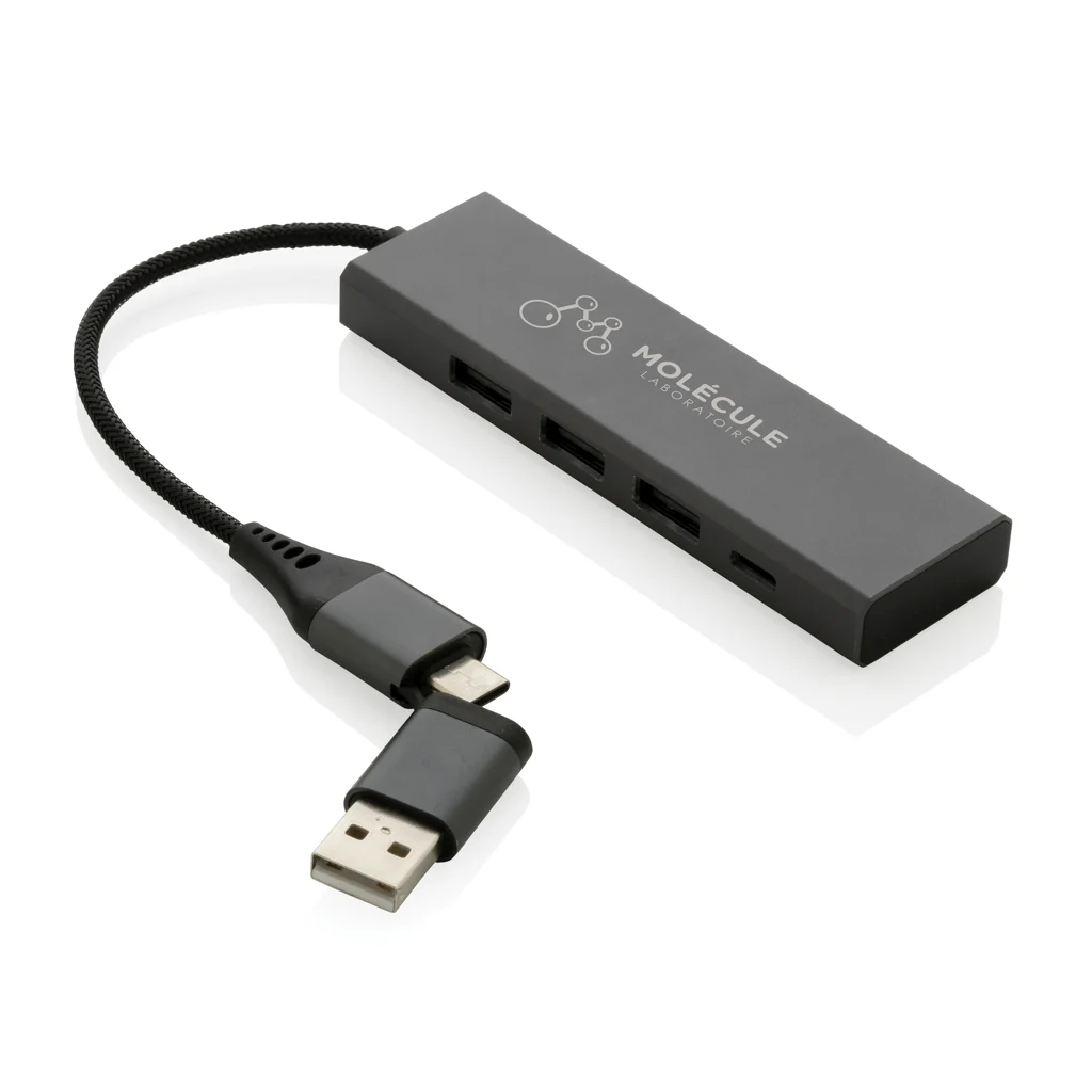 Terra RCS gerecycled aluminium hub met 3 USB-poorten