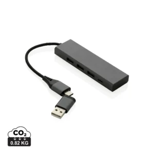 Terra RCS gerecycled aluminium hub met 3 USB-poorten grijs