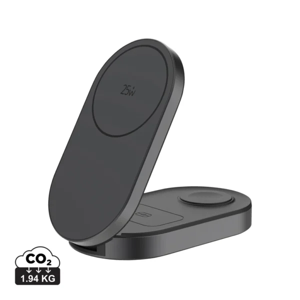 Quantum ultra-fast 3-in-1 25W vouwbare lader grijs, zwart