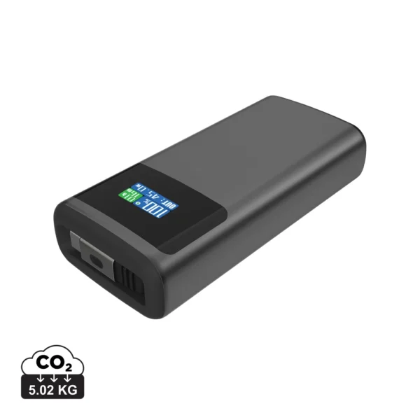 Quantum RCS ultra-fast PD45W 10.000mAh powerbank met scherm grijs, zwart
