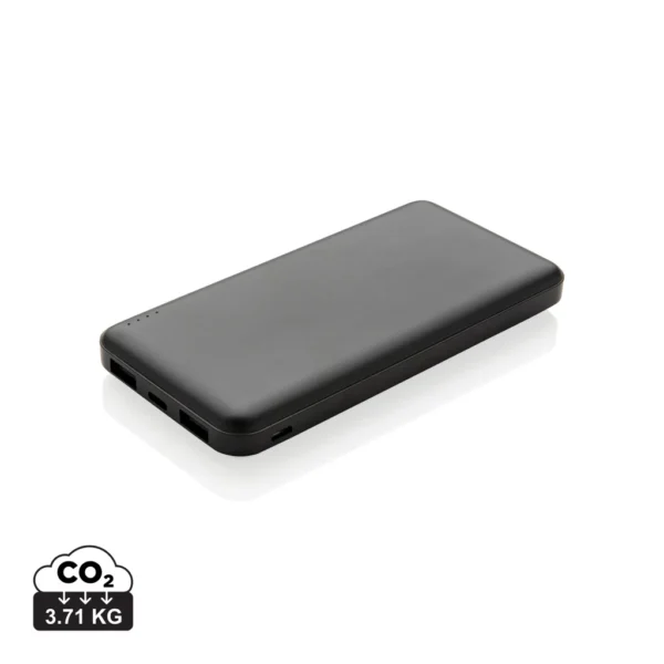 High density 10.000 mAh zakformaat powerbank zwart