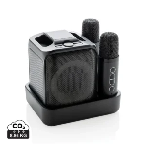 Singvibe RCS gerecycled plastic karaokeset met 2 microfoons zwart