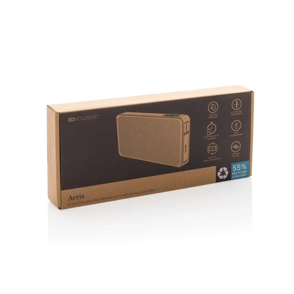 Aeris RCS ultradunne 10W IPX5 speaker met vervangbare batter