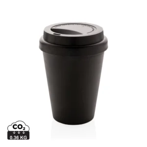 Herbruikbare dubbelwandige koffiebeker 300ml zwart