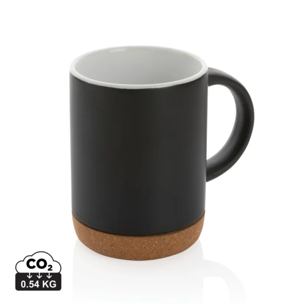 Keramische mok met kurken bodem 280 ml zwart