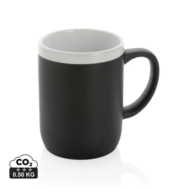 Keramische mok met witte rand 300 ml. zwart, wit