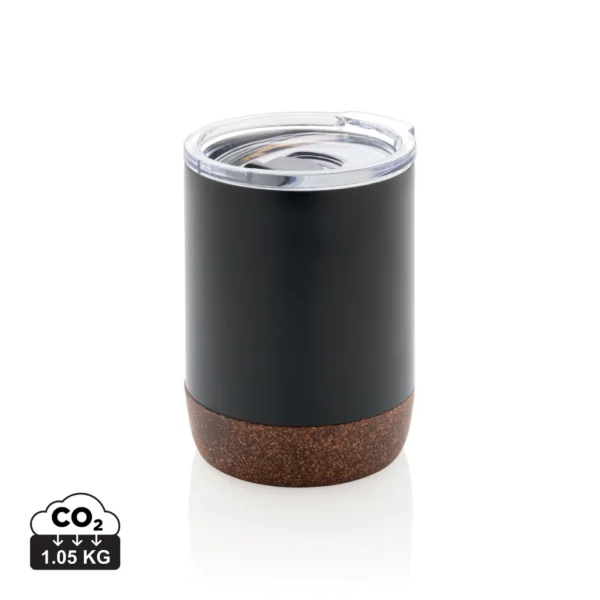 RCS gerecycled roestvrijstalen koffiebeker met kurk zwart