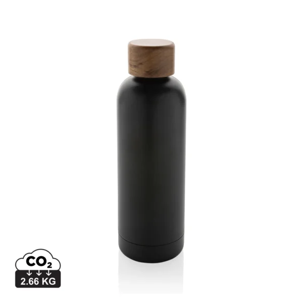 Wood RCS-gecertificeerde gerecycled rvs vacuümfles zwart
