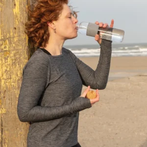 Impact borosilicaat glazen fles met bamboe deksel
