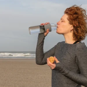 Impact borosilicaat glazen fles met bamboe deksel