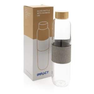 Impact borosilicaat glazen fles met bamboe deksel