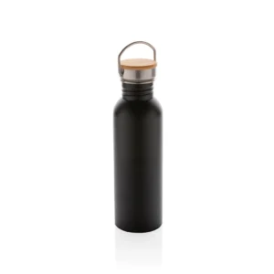 Moderne roestvrijstalen fles met bamboe deksel