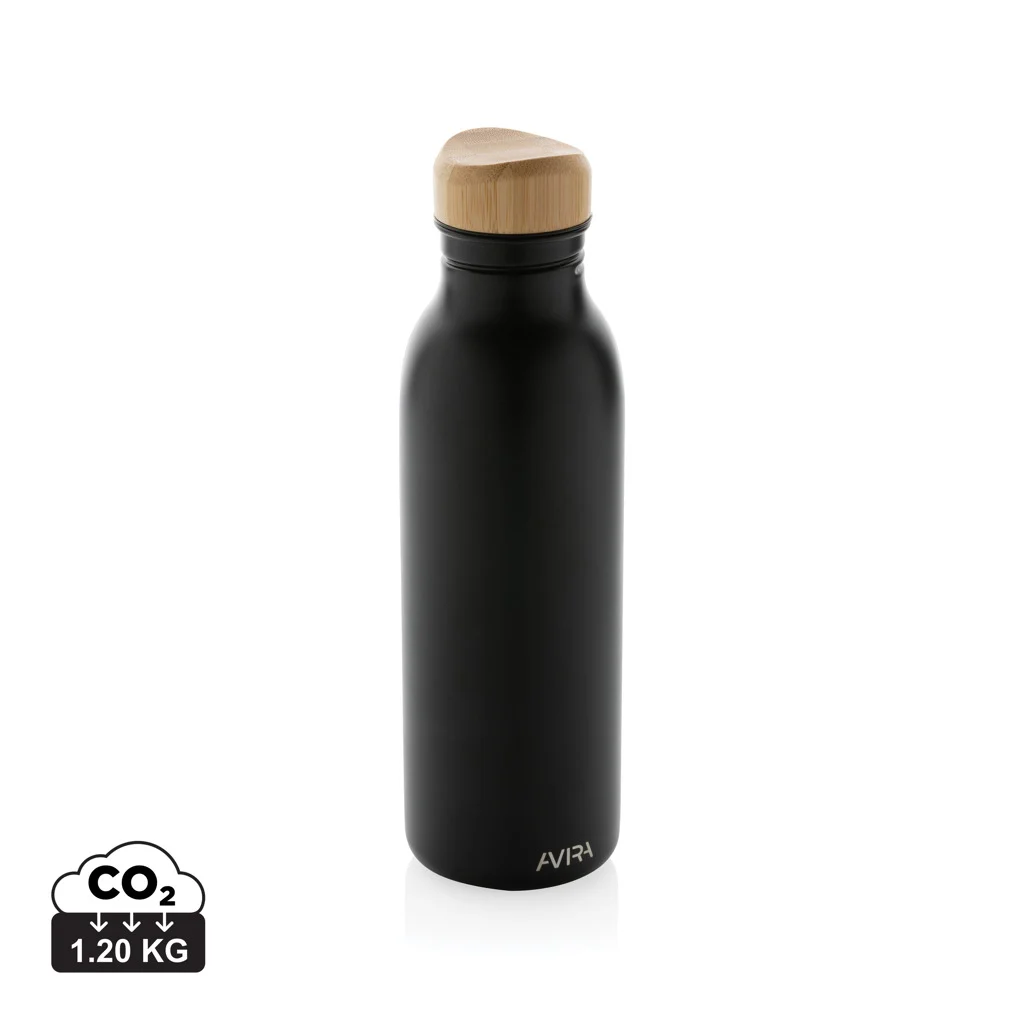 Avira Alcor RCS gerecycled RVS enkelwandige waterfles 600ML zwart