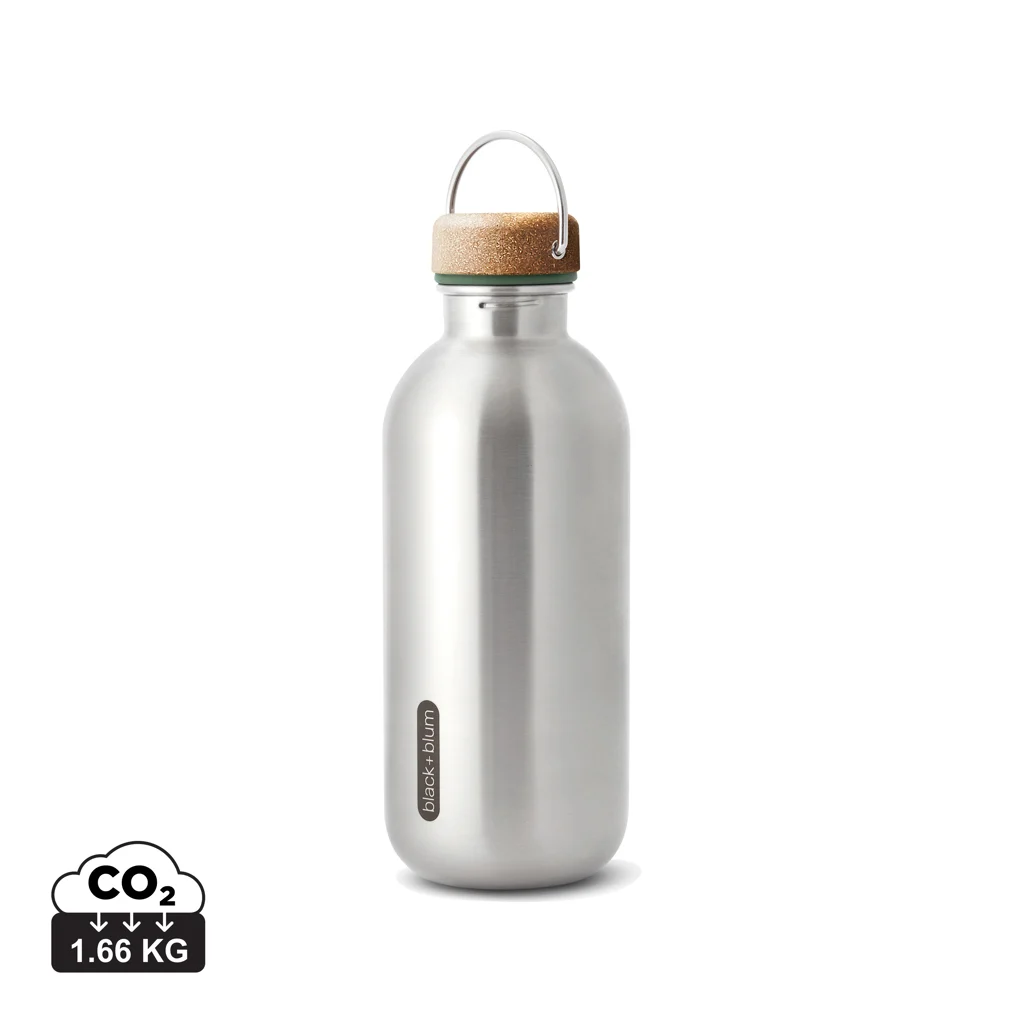 Black+Blum Stalen Water Fles 600ml olijfgroen