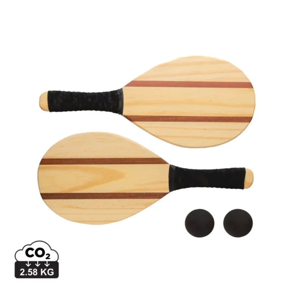 Houten frescobol tennis set bruin