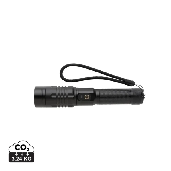 Gear X USB oplaadbare zaklamp zwart
