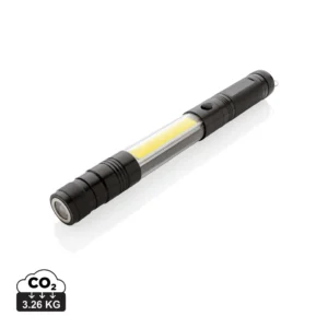Uitschuifbare zaklamp met COB zwart