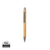 Slim design bamboe pen bruin, zilver