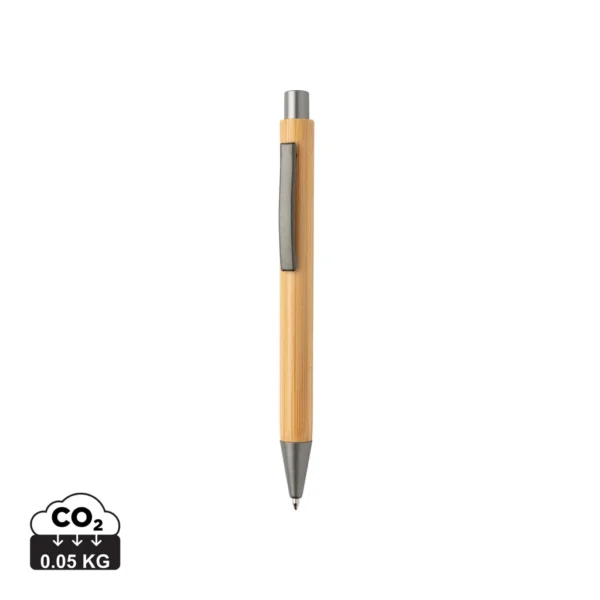 Slim design bamboe pen bruin, zilver
