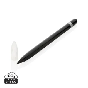 Aluminium inktloze pen met gum zwart