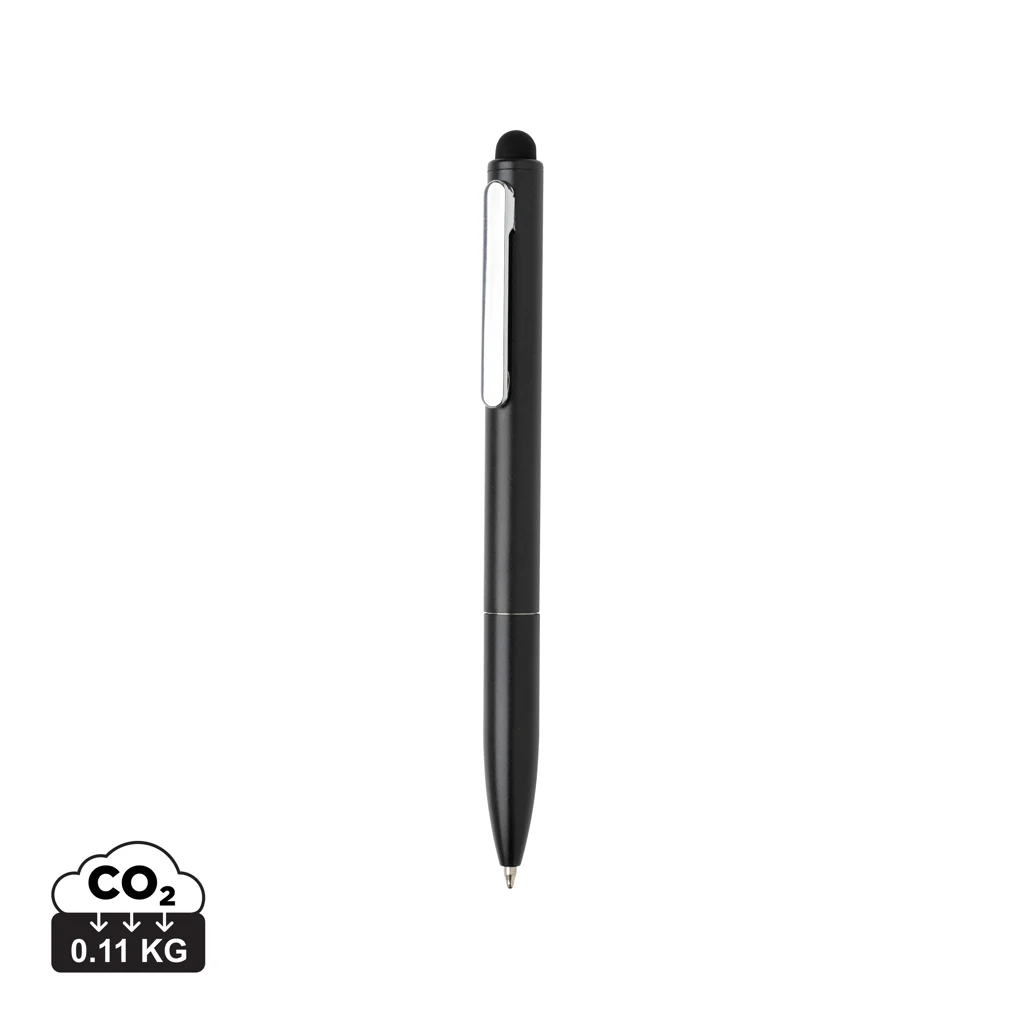 Kymi RCS-gecertificeerde gerecycled aluminium pen met stylus zwart