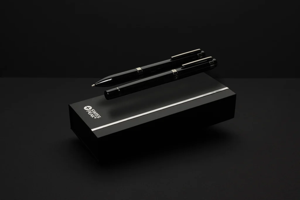 Swiss peak OSLO recycled stainless steel deluxe pen set
