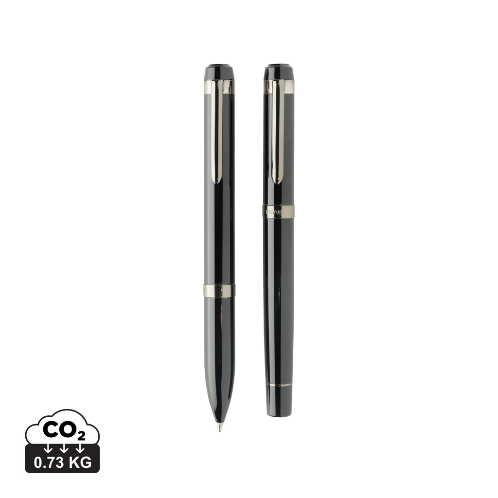 Swiss peak OSLO recycled stainless steel deluxe pen set zwart