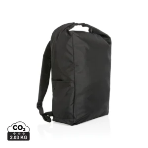 Impact AWARE™ RPET lichtgewicht rolltop rugzak zwart
