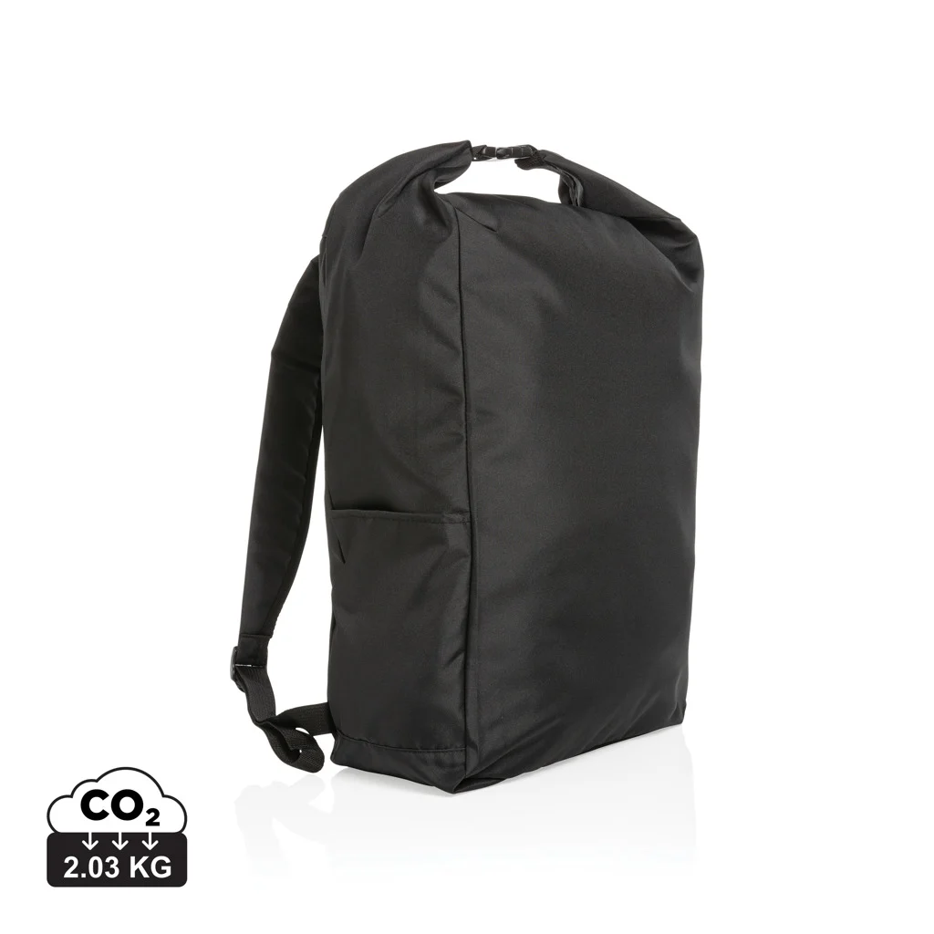 Impact AWARE™ RPET lichtgewicht rolltop rugzak zwart