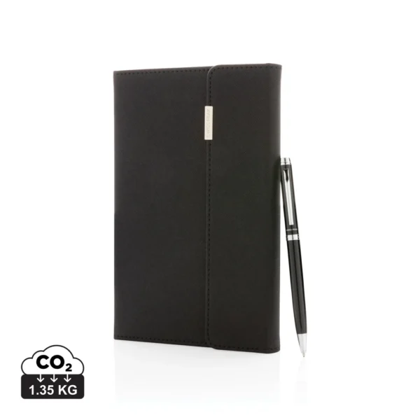 Swiss Peak deluxe A5 notitieboek en pen set zwart