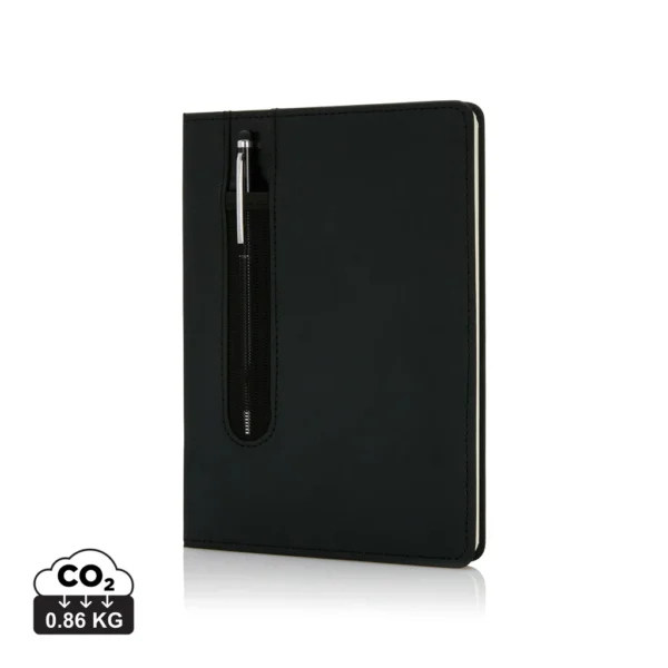 Standaard hardcover PU A5 notitieboek met stylus pen zwart