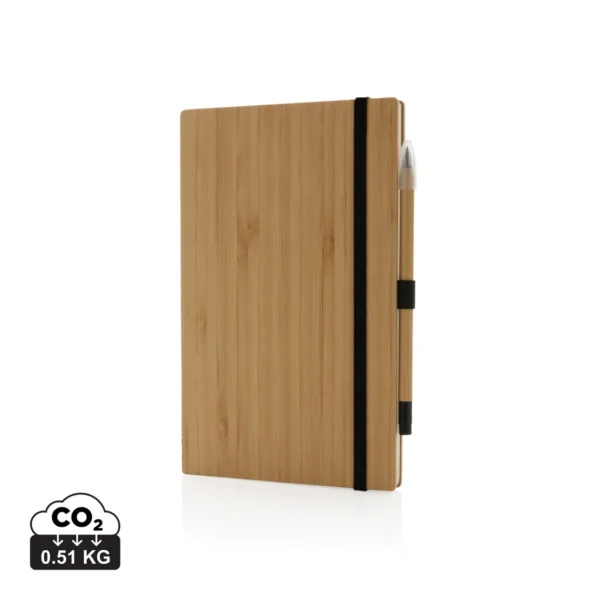 Bamboe notitieboek en infinity potlood set bruin