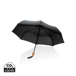 21" Impact AWARE™ RPET 190T bamboe auto open/dicht paraplu zwart