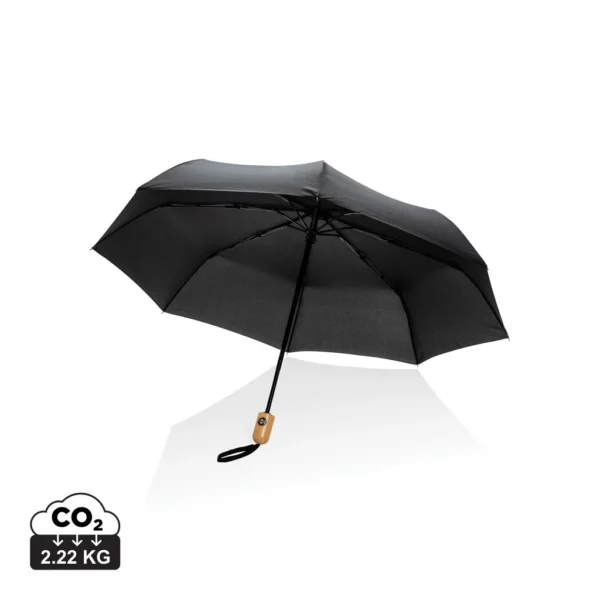 21" Impact AWARE™ RPET 190T bamboe auto open/dicht paraplu zwart