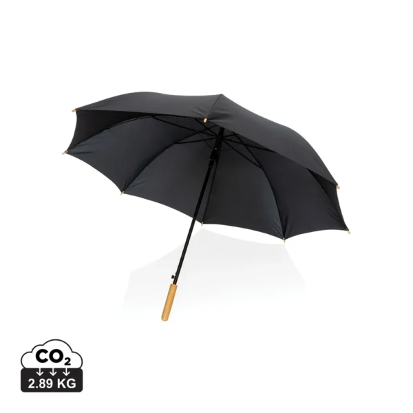 27" Impact AWARE™ RPET 190T auto open bamboe paraplu zwart