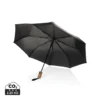 Kaycey 21" AWARE™ RPET Acaciahouten mini auto open paraplu zwart