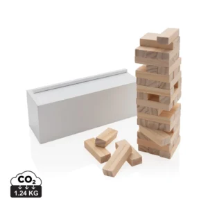 Deluxe houten tuimeltoren stapelspel wit