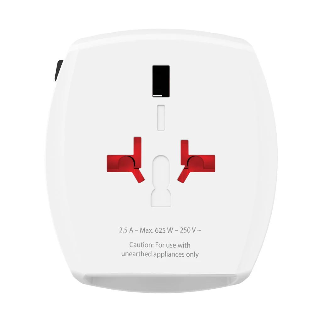 SKROSS MUV 2-polige wereldreisadapter met USB A en C