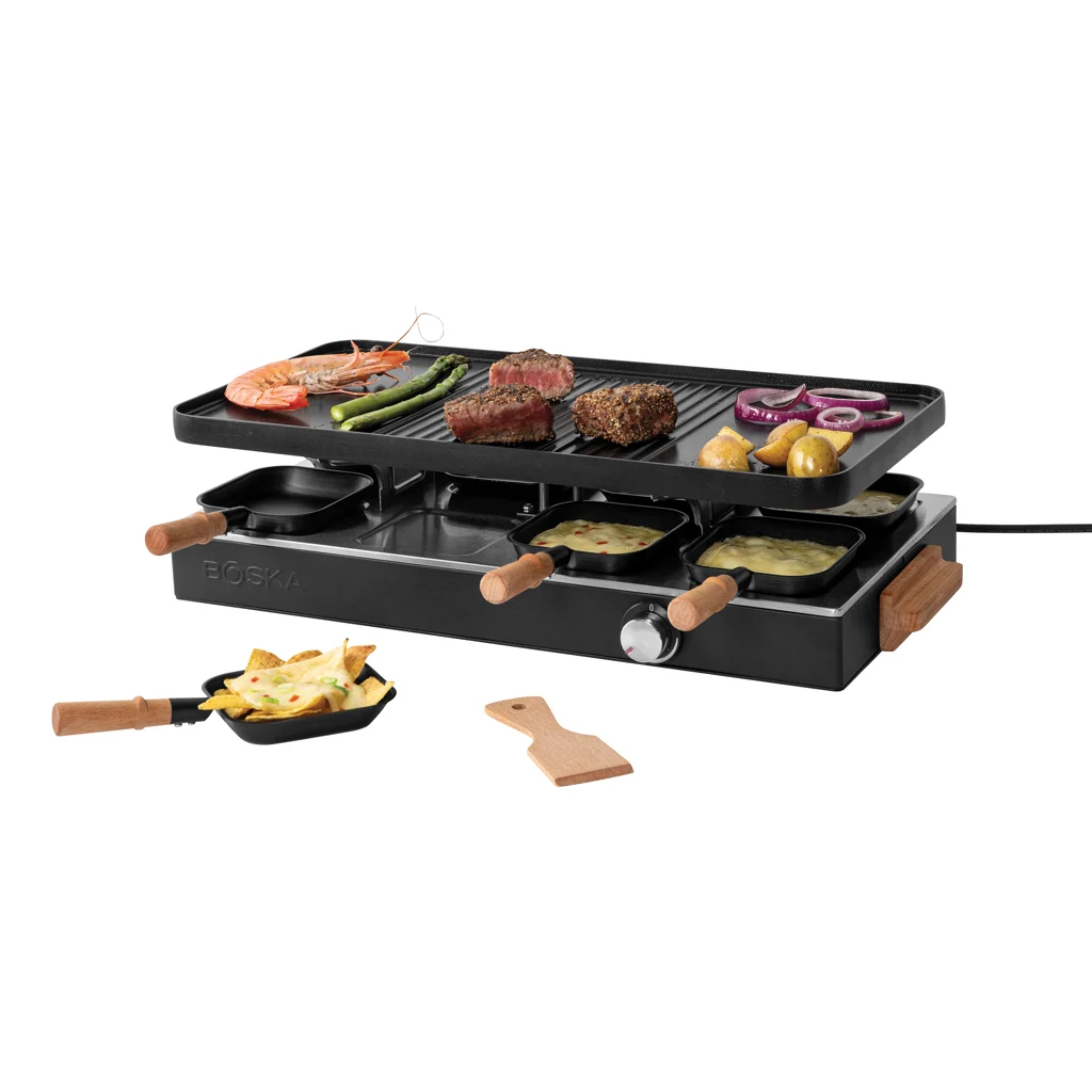 BOSKA Raclette Gourmet Party, 8 Personen (EU Type F) zwart