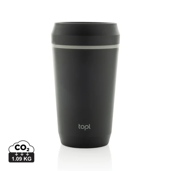 Topl Recycled Plastic To Go beker gepatenteerd 360 Lid 354ml grijs