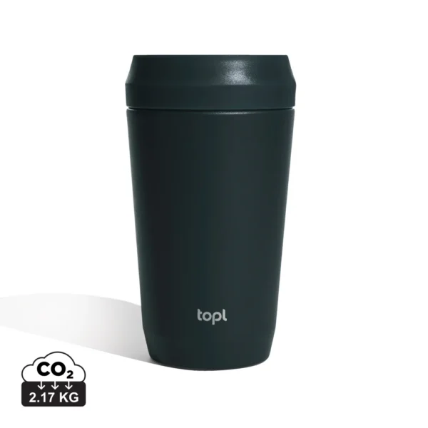 Topl Recycled RVS To Go beker gepatenteerd 360 Lid 354ml grijs