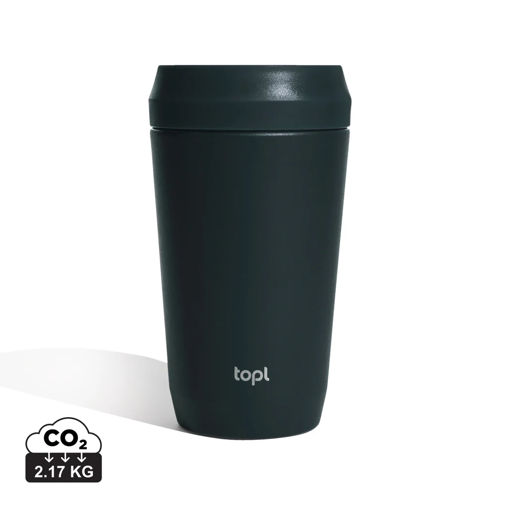 Topl Recycled RVS To Go beker gepatenteerd 360 Lid 354ml grijs