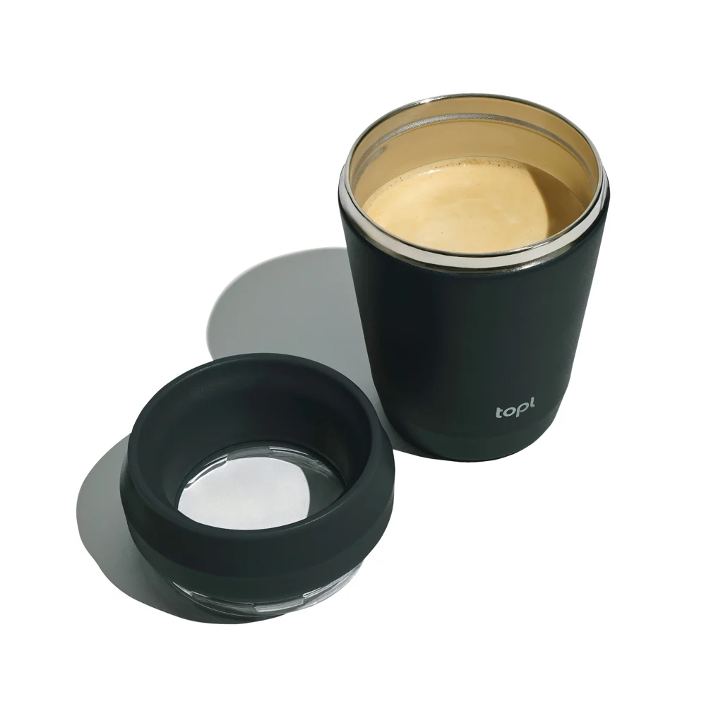 Topl Recycled Staal To Go beker gepatenteerd 360 Lid 235ml