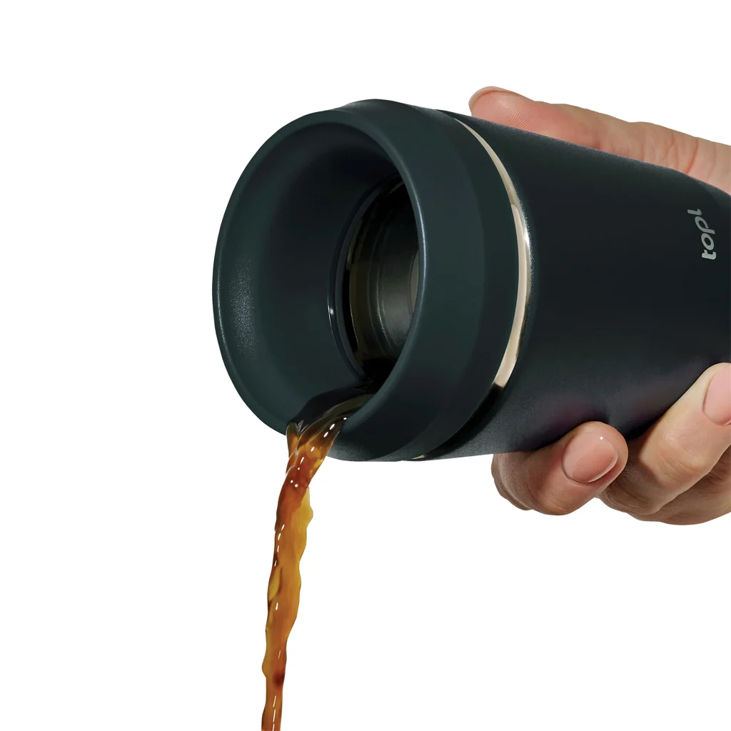 Topl Recycled Staal To Go beker gepatenteerd 360 Lid 235ml