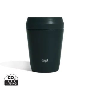 Topl Recycled Staal To Go beker gepatenteerd 360 Lid 235ml grijs