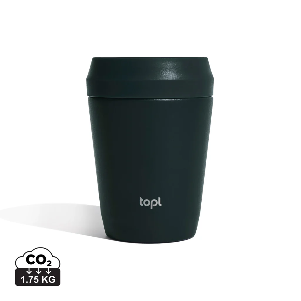 Topl Recycled Staal To Go beker gepatenteerd 360 Lid 235ml grijs