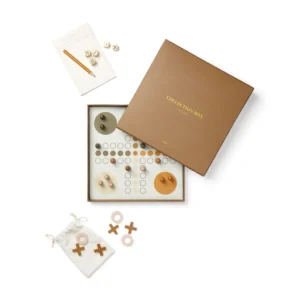 VINGA 3-in-1 gezelschapsspelletjes box bruin