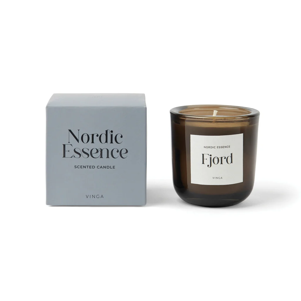 VINGA Nordic essence geurskaars klein blauw, donkerbruin