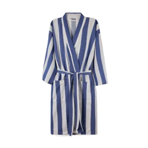 VINGA Ornos GRS katoenen hamam badjas S/M blauw, wit
