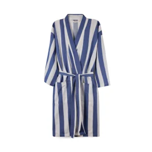 VINGA Ornos GRS katoenen hamam badjas L/XL blauw, wit